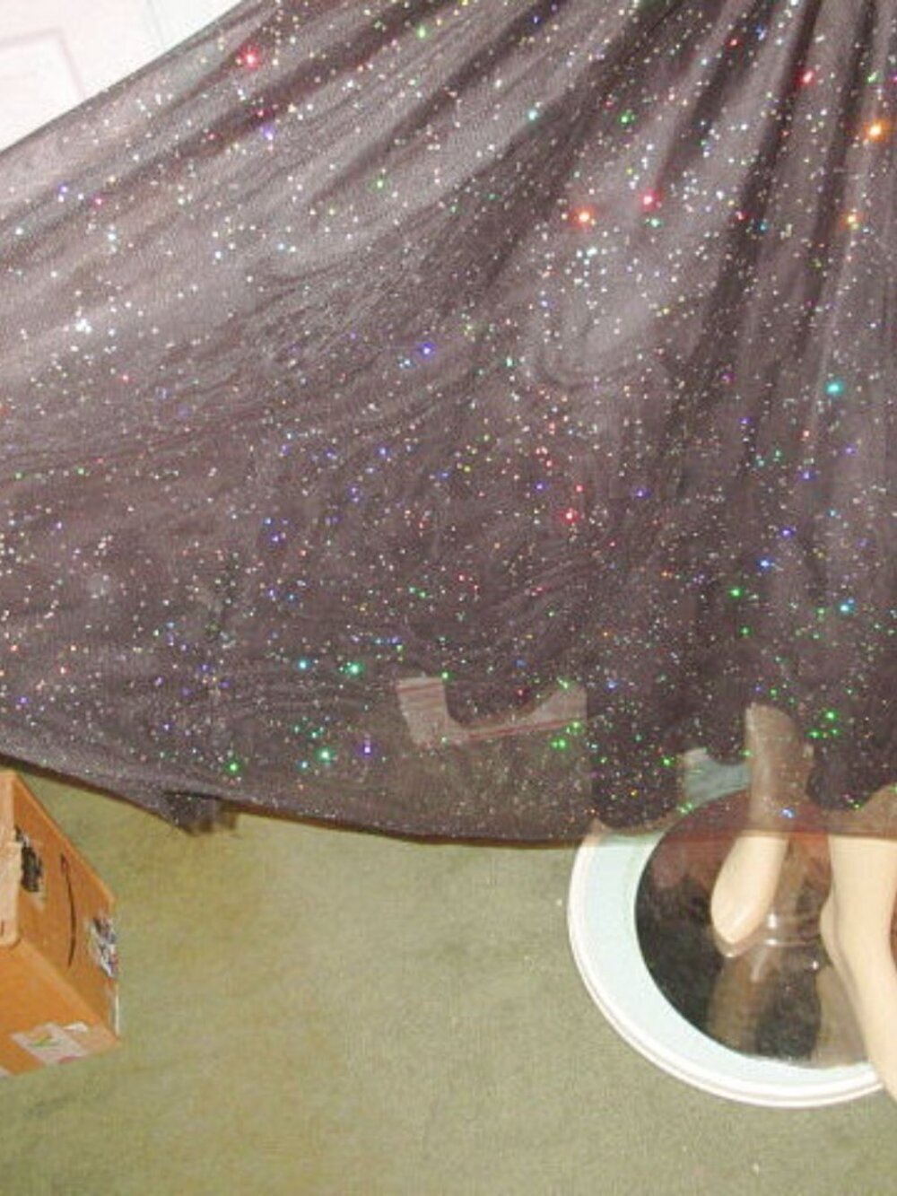 Vtg 90s Y2K Torrid Glitter Tulle Dress Size 14 Iridescent Midi Whimsigoth Fairy - Picture 4 of 13